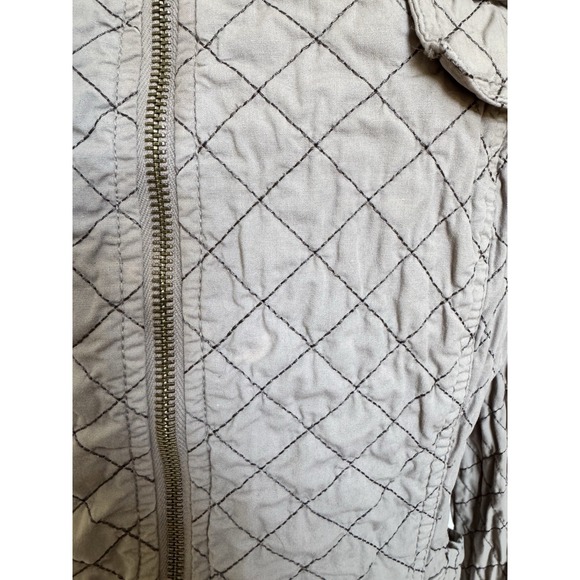 XCVI Jacket XL Taupe Diamond Quilted Belted Moto Utility Military Safari Classic - Picture 13 of 16